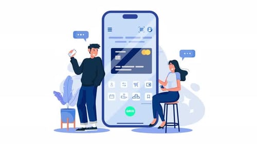 Digital Payment App with User Interface Illustration