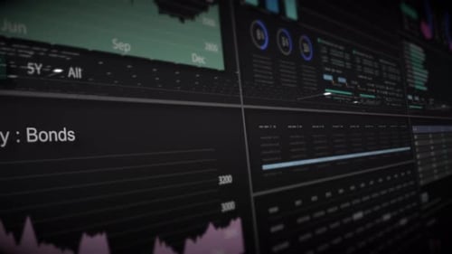 Futuristic Data Display Monitor Showing Market Trends