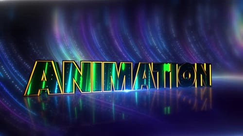 Colorful Neon 3D Text Animation with Glowing Abstract Background
