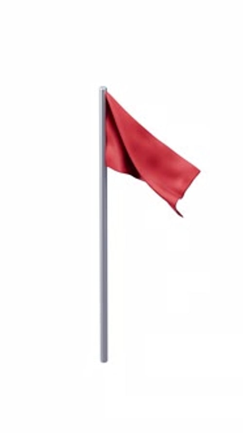 Animated Red Flag Waving on Pole Loop