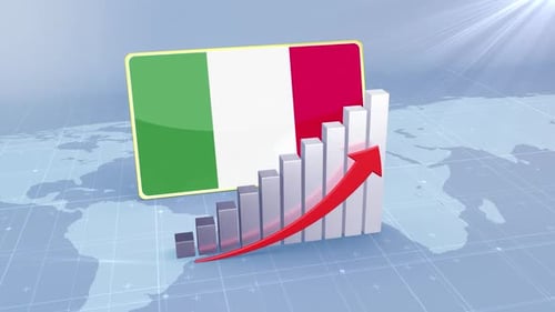 Italy Economic Growth Bar Chart Graph Rising Red Arrow