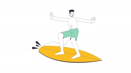 Animated Flat Design Surfer Illustration