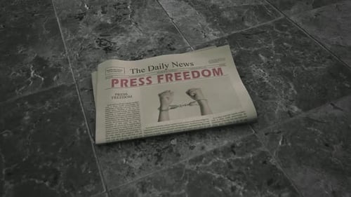 Animated Newspaper Revealing Press Freedom Headline