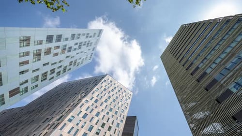Timelapse of Skyscraper Buildings in the Tech District of Barcelona