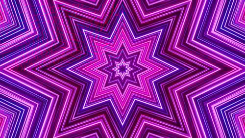 Star shaped pattern with purple and blue center. Kaleidoscope VJ loop