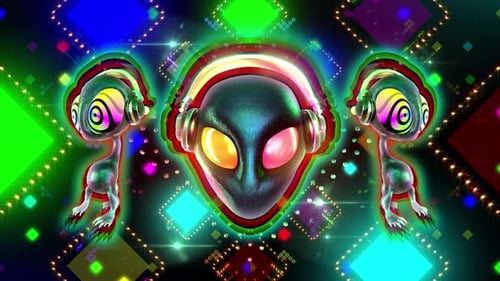 Neon Futuristic Alien DJ Visual Loop with Pulsating Lights