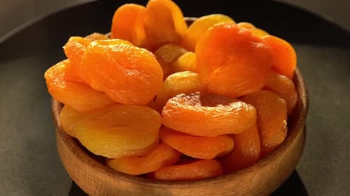 Dried Apricots Closeup Apricot Fruit Food Top View Bowl