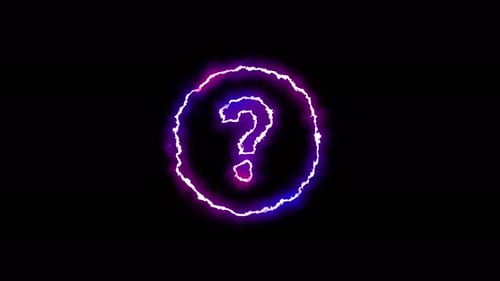 Neon glow Question mark animation on black background
