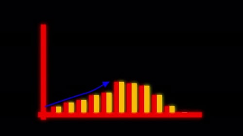 Animated Neon Bar Chart and Line Graph Revealing Growth