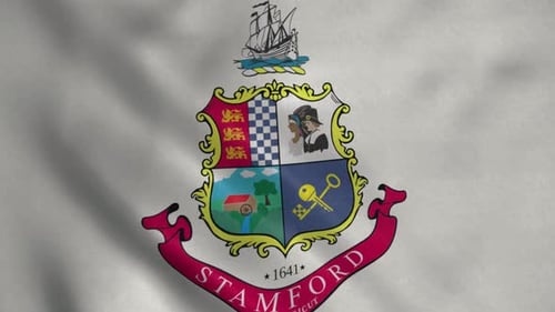 Stamford Connecticut City Coat of Arms Waving Flag