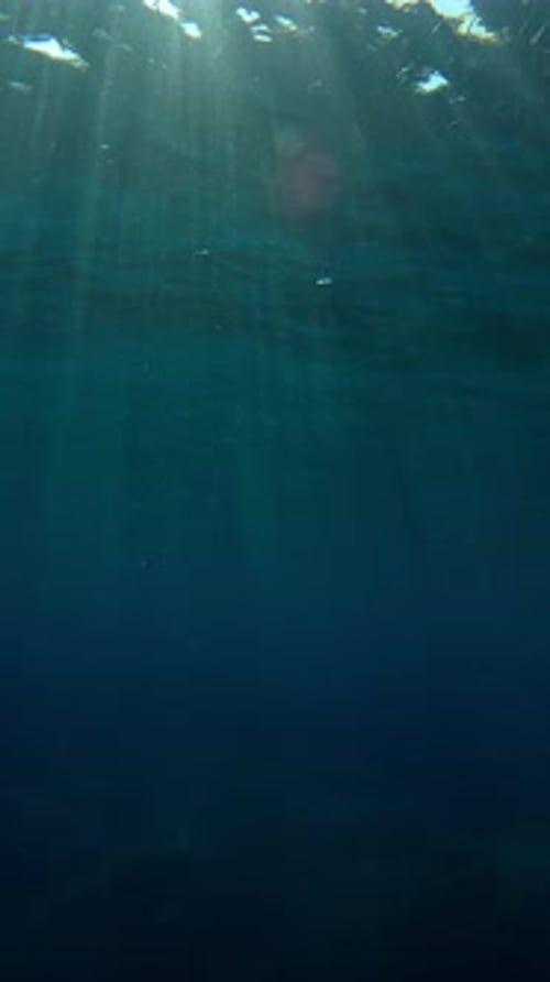 Rayons de soleil lumineux sous la surface de l'eau au coucher du soleil, prise de vue sous-marine