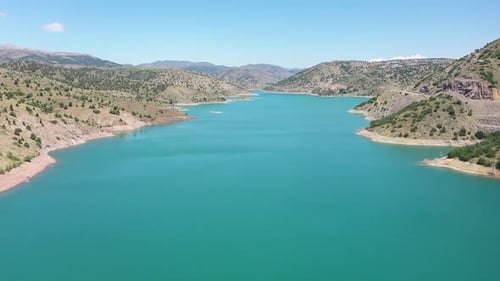 Aerial View Of Dam Lake And Hills 5