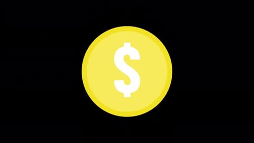 Flat 3D Dollar Coin Rotating Animation On Alpha Channel 4K