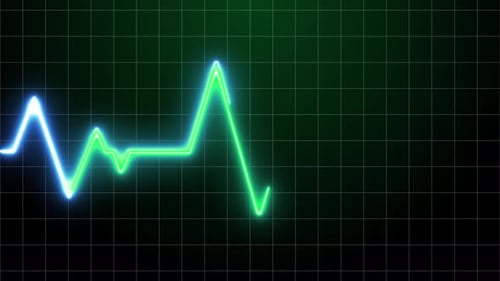 Dynamic Neon Heartbeat Pulse Line on Medical Monitor