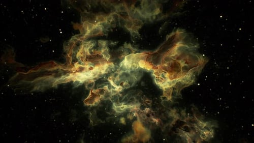 Golden Abstract Space Nebula with Stars Animation