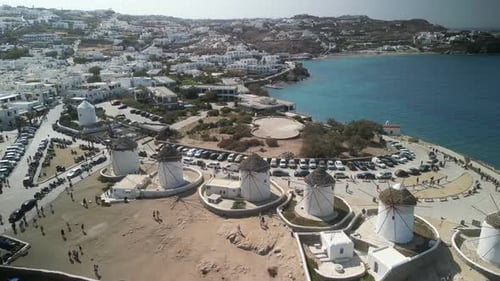 Old windmills, Mykonos town, Mykonos island, Greece