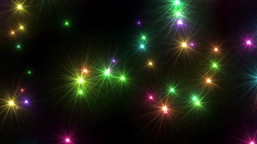 Colorful Glittering Starbursts Background Animation with Lens Flares