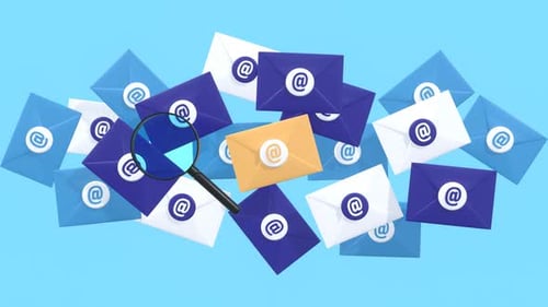 3D Animated Email Envelopes and Magnifying Glass Search