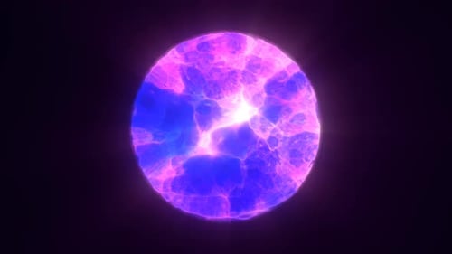 Energia abstrata: esfera roxa de plasma líquido brilhante