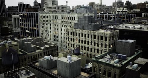 Horizonte urbano que muestra la diversidad de la arquitectura y la vida urbana desde arriba