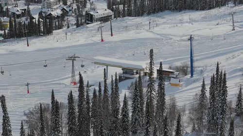 Ski Resort Near Sheregesh Village Awaiting Tourists Ski Resort Serene Without People Ready for