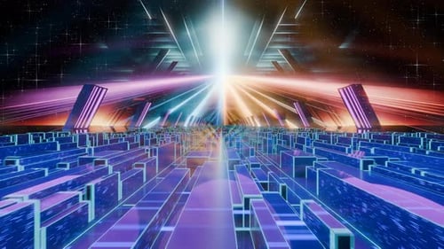 3d render futuristic cyberpunk background, cinematic endless loop