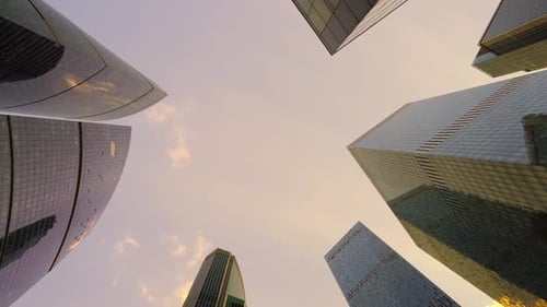 Business City Skyscraper Office Background Revolving Buildings of Economic Financial Center