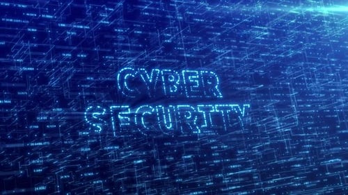 Cyber Security Glowing Text Reveal on Digital Network Background