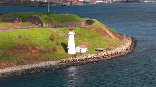 Aerial Drone Footage of Georges Island Lighthouse