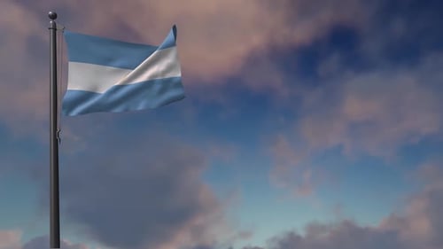 Argentina National Flag Waving with Realistic Sky