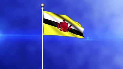 Brunei National Flag Waving Loop Animation