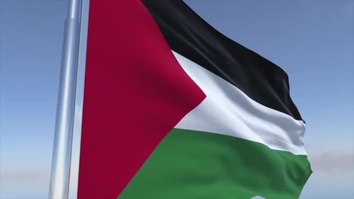 Realistic Waving Palestinian Flag Animation