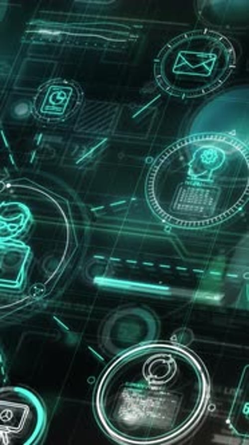 Animated Futuristic Digital Data Stream HUD Interface