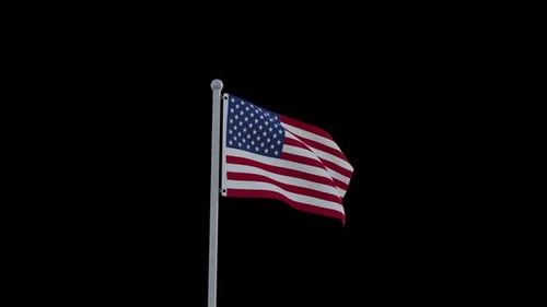 Waving American Flag on Black Background
