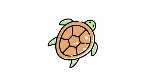 Animation of sea turtle swimming through the ocean.