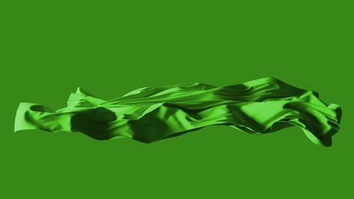 Green cloth flowing on green screen background