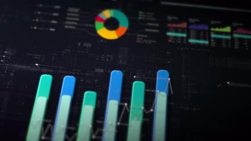 Futuristic Digital Data Visualization Charts and Graphs