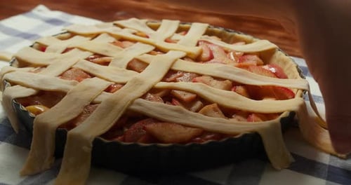 Close-up of Apple Pie Crust Preparation
