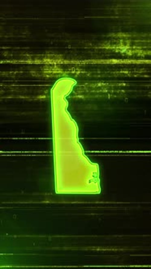 Digitale futuristische Glitch-Karte von Delaware — Vertikales Video
