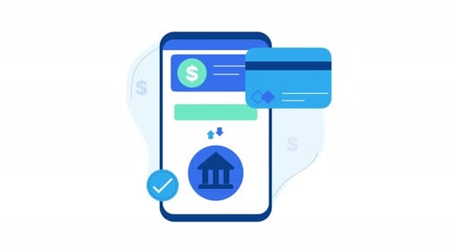 Flat Design Mobile Banking Transaction and Credit Card Animation