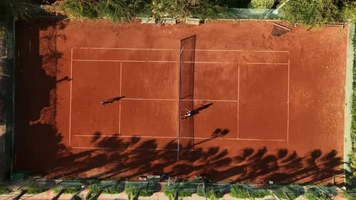 Top Shot Flying Over Tennis Court Aerial Top Round Shot of Tennis Court Tennis Courts Area in the