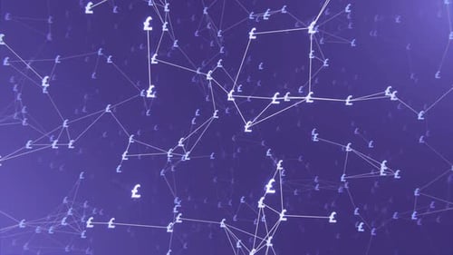 Verbindung mit GBP-Symbolen. Plexus verbundener britischer Pfundzeichen