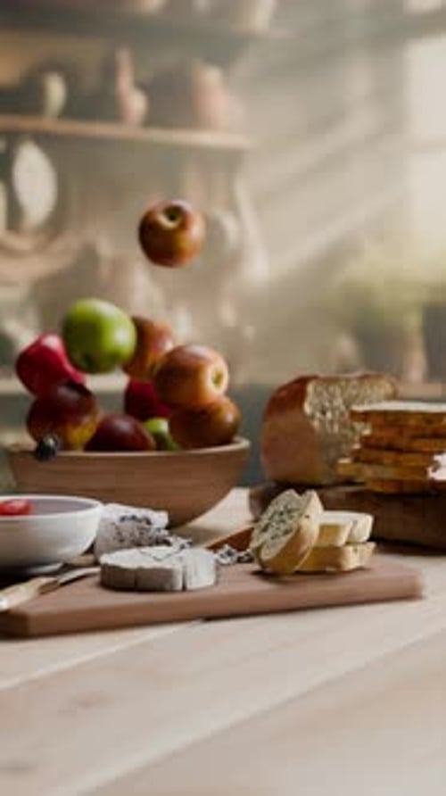 Fresh Ingredients Food Still Life Arrangement Vertical Video