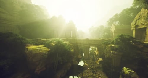 Sunlit Canyon Adventure Dazzling Valley Surrounded By Contrasting Cliffs