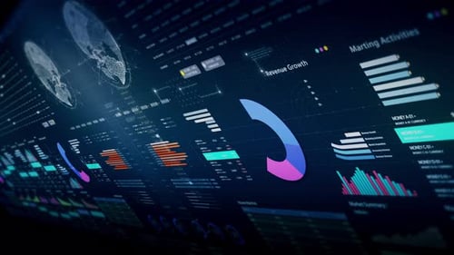 Futuristic Corporate Data Dashboard With Animated Financial Charts