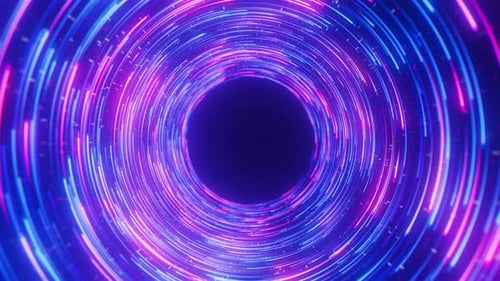 Big Data Light Speed Flow By Circular Tunnel Abstract Digital Data Stream of Quantum Computing