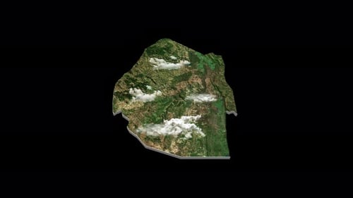3D Rotating Eswatini Map with Clouds