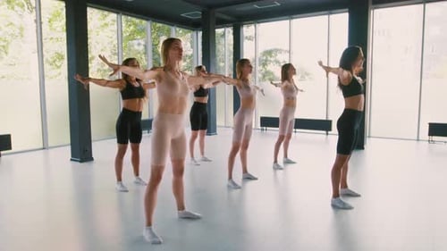 Young Women Engage in Group Fitness Workout Session Indoors at a Studio