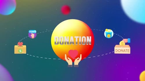 Animated Donation Concept with Orbiting Icons