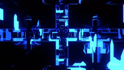 Blauer Neontunnel-Hintergrund in abstrakter Form Vj Loop In 4K